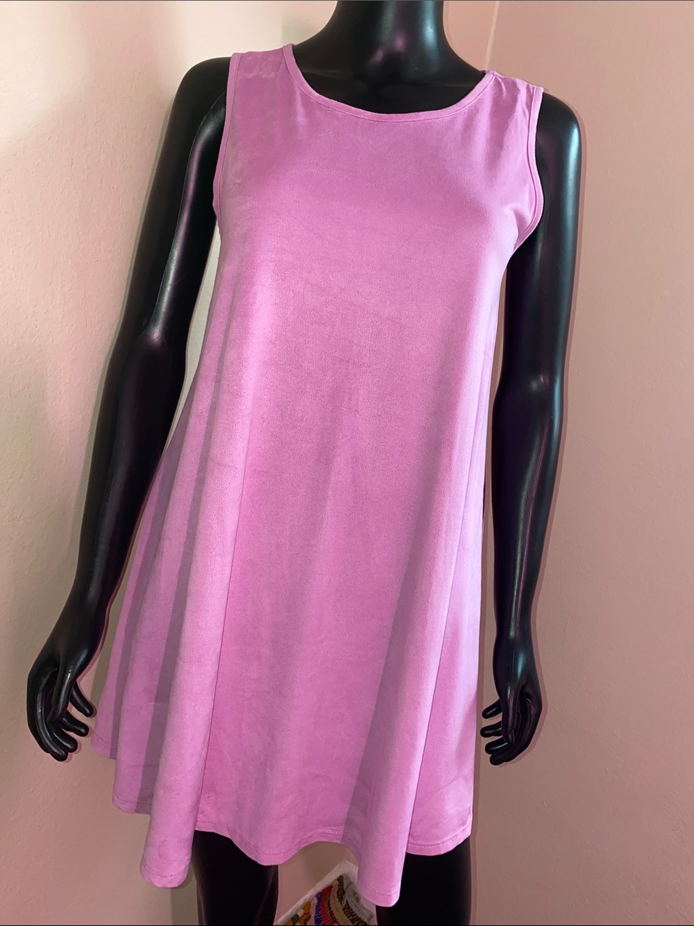 Peppermint Lilac Purple Pink Sleeveless Swing Mini Dress with Pockets!